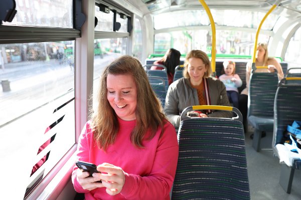 Customers on a bus