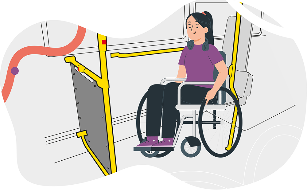 Animation of customer in wheelchair area