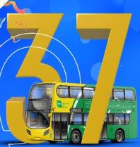 Image of a Dublin Bus and a large number thirty seven to celebrate Dublin Bus's thirty seventh birthday