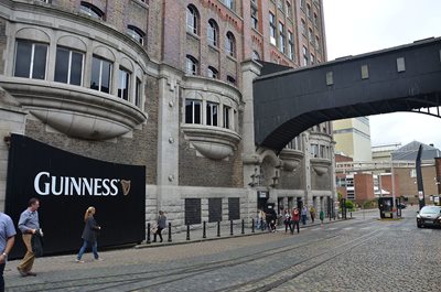 Banner showing Guinness Storehouse from a high view.