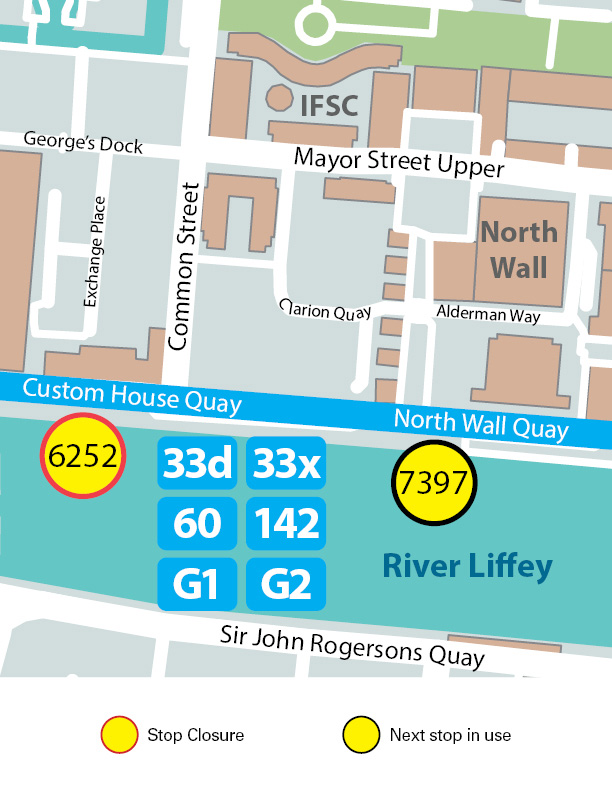 Map showing stop 6252 not in use and nearest stop 7397 as nearest stop