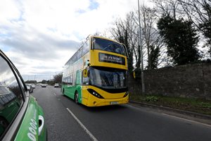 Bus driving on road