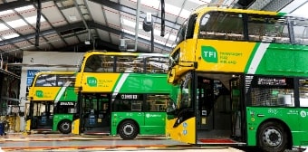 Image of Three Dublin Buses parked up in the Bus Depot
